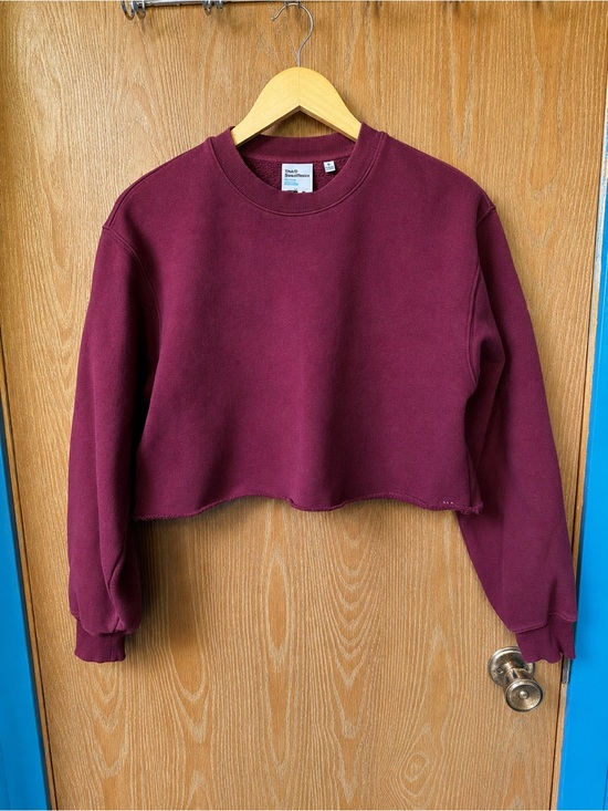 TNA Sweaters - TNA Cropped Crewneck Sweatshirt and matching mid-rise joggers in Deep Burgundy
